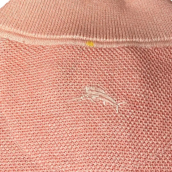 Tommy Bahama Medium Coolside Island Zone Full Zip Vest Golf Sweater Peach Orange - Picture 4 of 5